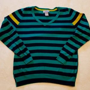 Long Sleeve Medium Green Striped Shirt